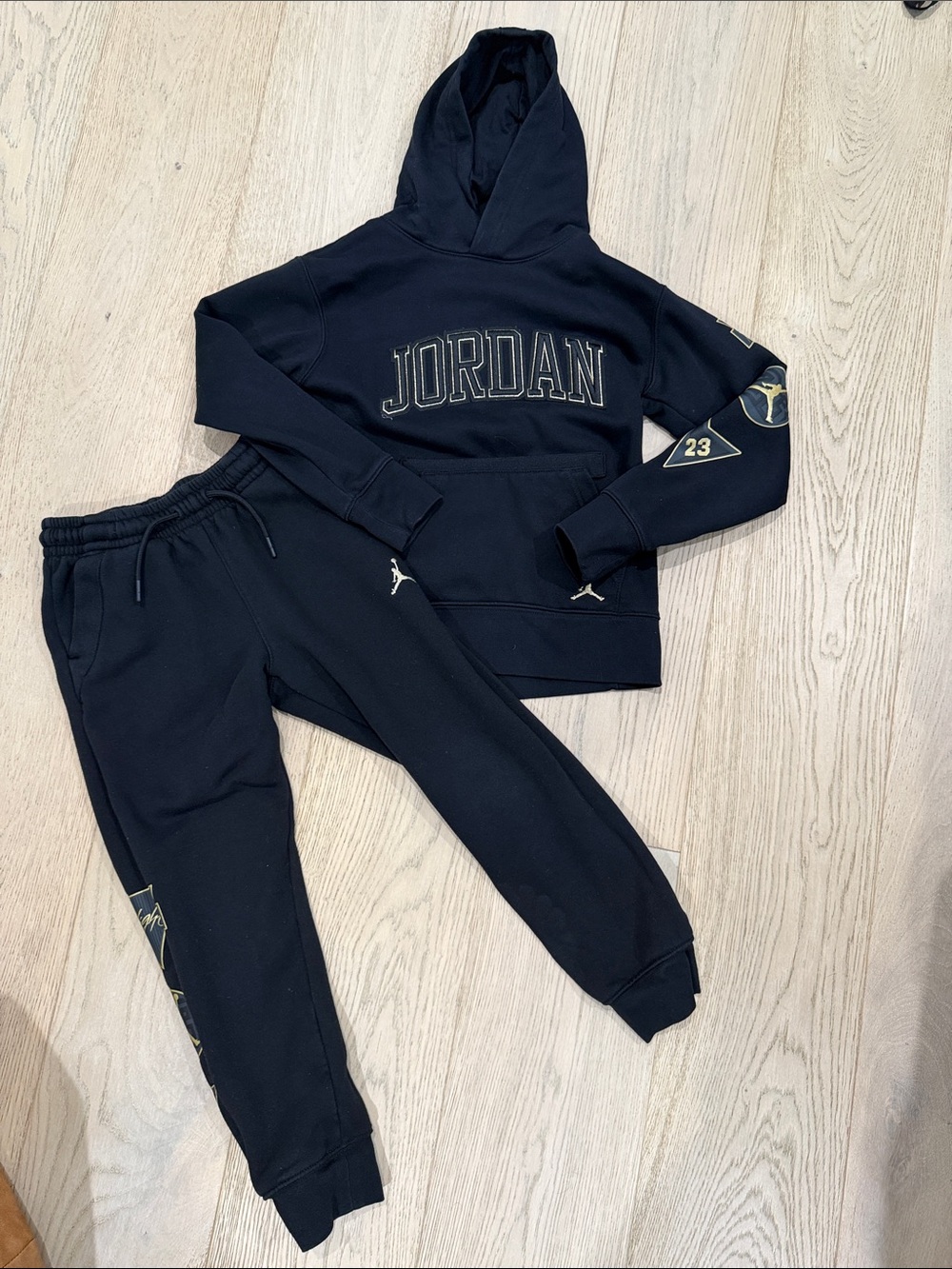 Jordan Kids Black Jogger Sweatpants with Gold Accents